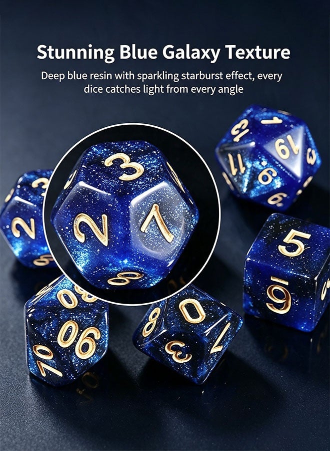 Organizer Polyhedral Dice Set for Dungeon and Dragons MTG Table Games Acrylic Role Playing Dice for D&D Blue & White Nebula Swirl – Standard Size – Ages 14+ - Image 5