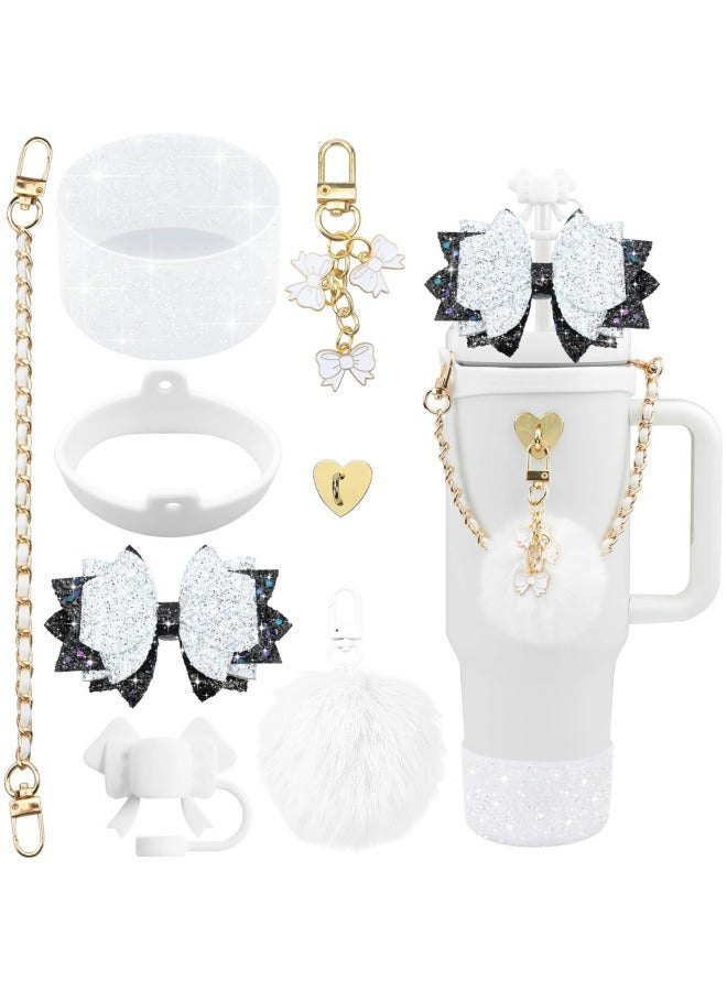 Stanley Mug Accessories Portable Chain Bow Straw Decorative Silicone Cup Set Cup Chain Flower Pendant