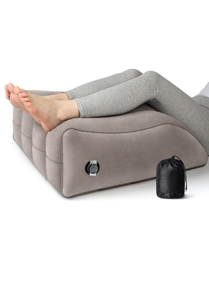 عربست وسادة إسفينية للنوم - وسادة رفع الساق القابلة للنفخ للتورم والدورة الدموية وتخفيف آلام الساق والظهر، وسادة دعم الساق من البولي فينيل كلوريد البولي فينيل للتعافي بعد الجراحة والورك والقدم والكاحل - Image 1