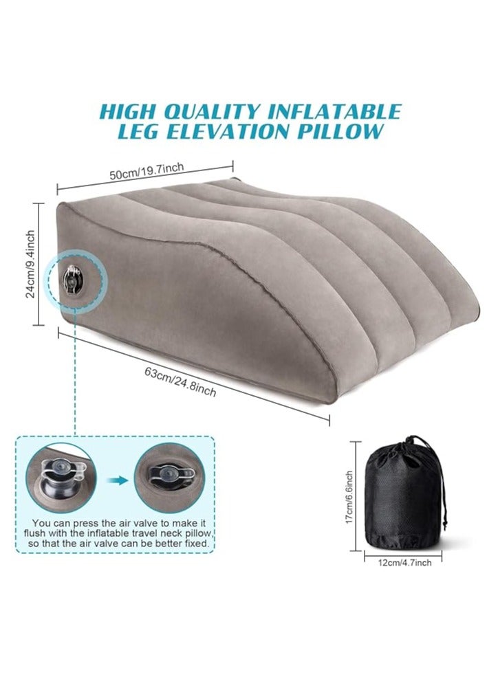 عربست وسادة إسفينية للنوم - وسادة رفع الساق القابلة للنفخ للتورم والدورة الدموية وتخفيف آلام الساق والظهر، وسادة دعم الساق من البولي فينيل كلوريد البولي فينيل للتعافي بعد الجراحة والورك والقدم والكاحل - Image 2
