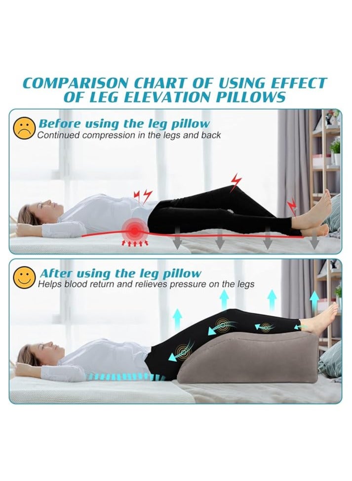 عربست وسادة إسفينية للنوم - وسادة رفع الساق القابلة للنفخ للتورم والدورة الدموية وتخفيف آلام الساق والظهر، وسادة دعم الساق من البولي فينيل كلوريد البولي فينيل للتعافي بعد الجراحة والورك والقدم والكاحل - Image 4