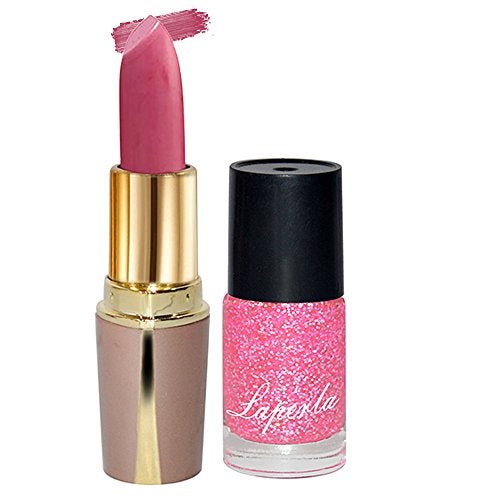 LA PERLA LAPERLA Beauty Combo Set | Long-Lasting Baby Pink Lipstick and Matching Nail Polish | Smooth Matte Finish Lip Color | High-Gloss | Perfect Makeup Gift Kit for Women - Image 1