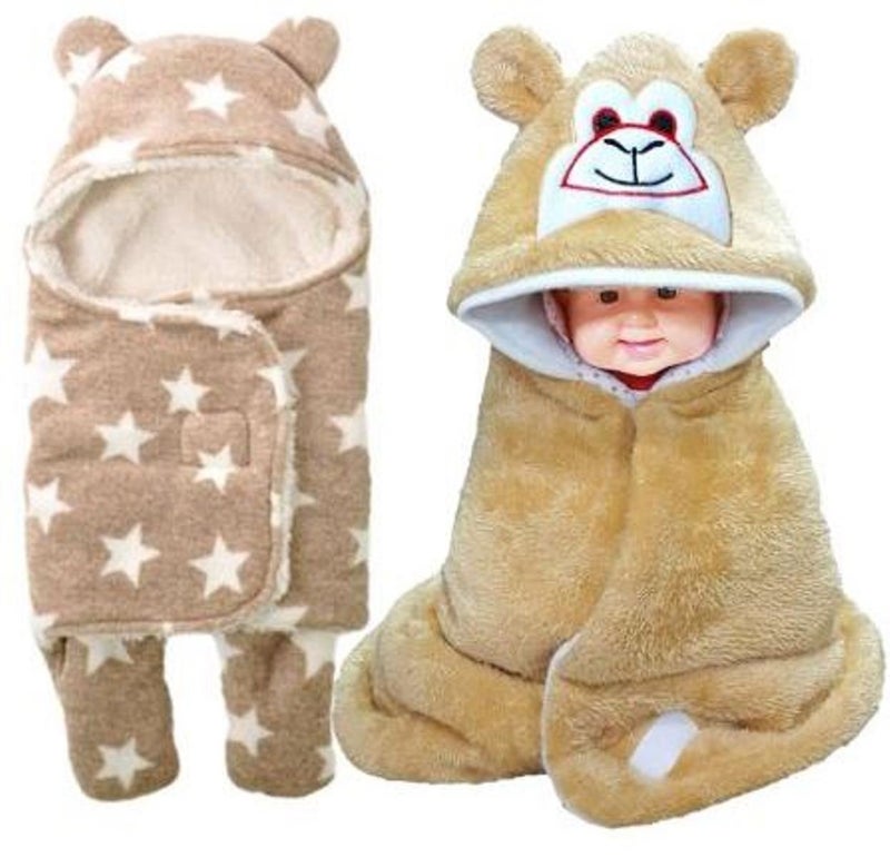 BRANDONN Baby Blankets New Born Combo Pack of Wrapper Cum Baby Sleeping Bag Cum Bedding Blanket Pack of 2 - Image 1