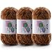 DAERBOF 3 Skeins Soft Fluffy Velvet Yarn Chenille Chunky Yarn for Hand Knitting and Crocheting DIY Craft Amigurumi Crochet Yarns31968yds 335oz Dark Brown - Image 2