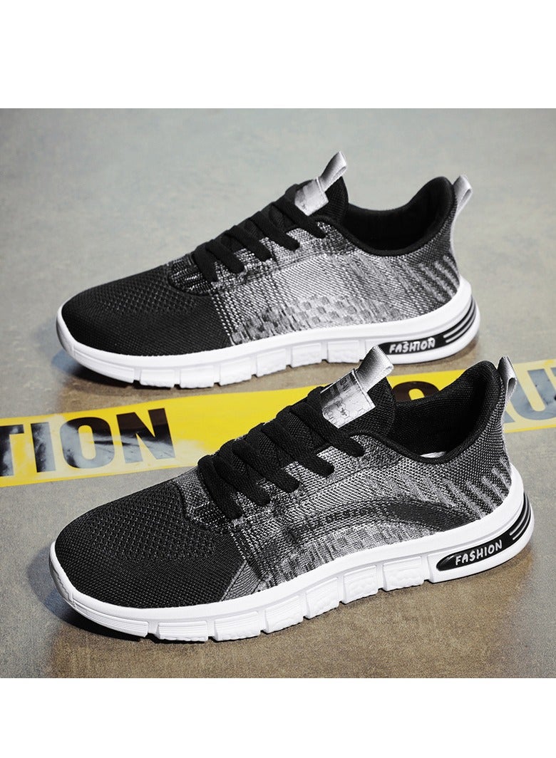 KUYING New Outdoor Sports and Casual Shoes Men's Breathable Flying Weave Running Shoes with Low Top Lacing Gradual Color Matching Fashion Shoes  - Image 2