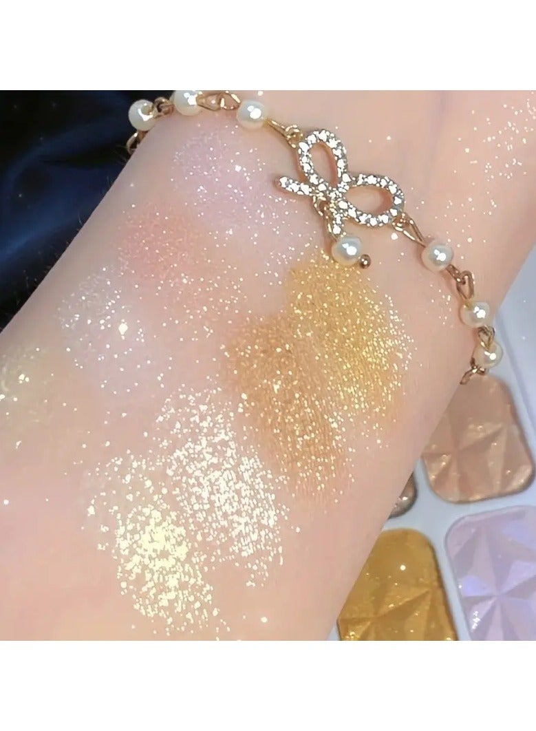 ORiTi 8 Colors Highlighter Palette, Face Contour Shiny Highlight Powder For Facial Brightening Shaping Contouring Illuminator, Natural Shimmer Sparkle Makeup Palette - Image 3