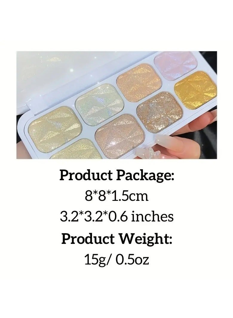 ORiTi 8 Colors Highlighter Palette, Face Contour Shiny Highlight Powder For Facial Brightening Shaping Contouring Illuminator, Natural Shimmer Sparkle Makeup Palette - Image 2