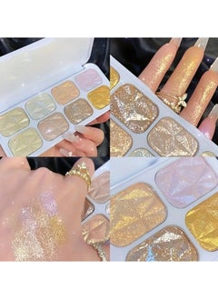 ORiTi 8 Colors Highlighter Palette, Face Contour Shiny Highlight Powder For Facial Brightening Shaping Contouring Illuminator, Natural Shimmer Sparkle Makeup Palette  - Image 5