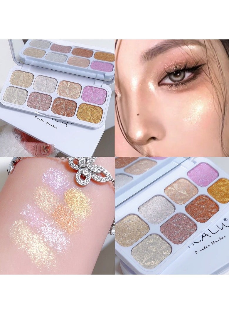 8 Colors Highlighter Palette, Face Contour Shiny Highlight Powder For Facial Brightening Shaping Contouring Illuminator, Natural Shimmer Sparkle Makeup Palette - pzsku/Z3286FE442A73704B0514Z/45/_/1732656799/e1fbcd8e-c0c1-4354-bbde-90255780bf18