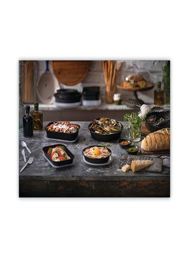 Pactiv Evergreen earthchoice versa2go microwaveable container, 46 oz, 9 x 9 x 1.7, black/clear, plastic, 150/carton - Image 4