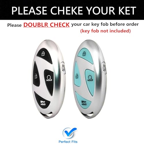 TALKMOON Key Fob Cover for Hyundai 5 Buttons Key Case,Heavy Key Shell Protector Accessories for 2024 2023 Hyundai Ioniq 6 Grandeur GN7 KONA Elanrtra Sonata Key Fob (Model-A-Silver) - Image 2