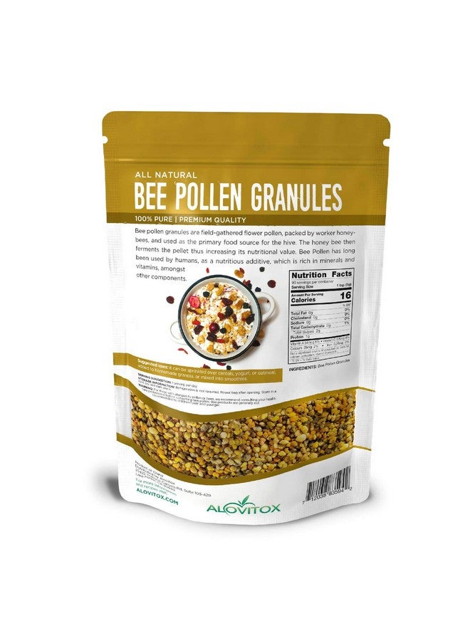 ALOVITOX حبوب لقاح النحل 16 أونصة ؛ 100% نقية طازجة خام من لقاح النحل ؛ غذاء خارق مليء بلقاح النحل مع بروتينات مضادة للأكسدة والفيتامينات والمزيد ؛ خميرة غذائية وخالية من الغلوتين - Image 3