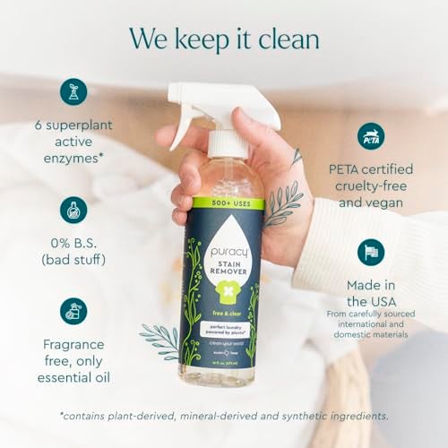 Puracy Stain Remover, Travel and Laundry Stain Cleaner for Clothes, Baby Essentials, Kids Stains, Oil and Fabric Spot Cleaner, Unscented (Stain Remover Spray, 12 fl oz) - Image 4