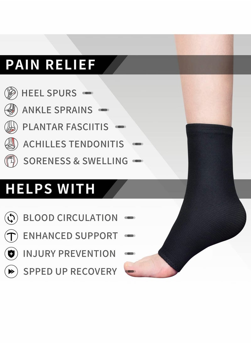 Excefore Black Ankle Support Brace 1 Pair, Plantar Fasciitis Socks, Breathable Anti-Slip Compression Sleeve for Sprained Ankle, Ligament Damage, Achilles Tendonitis, Swelling, Pain Relief, Sports  - Image 3
