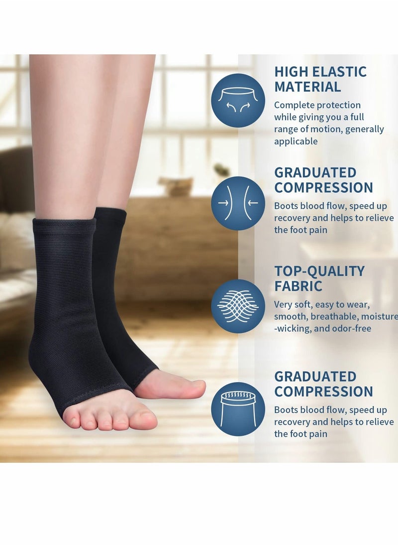 Excefore Black Ankle Support Brace 1 Pair, Plantar Fasciitis Socks, Breathable Anti-Slip Compression Sleeve for Sprained Ankle, Ligament Damage, Achilles Tendonitis, Swelling, Pain Relief, Sports  - Image 2