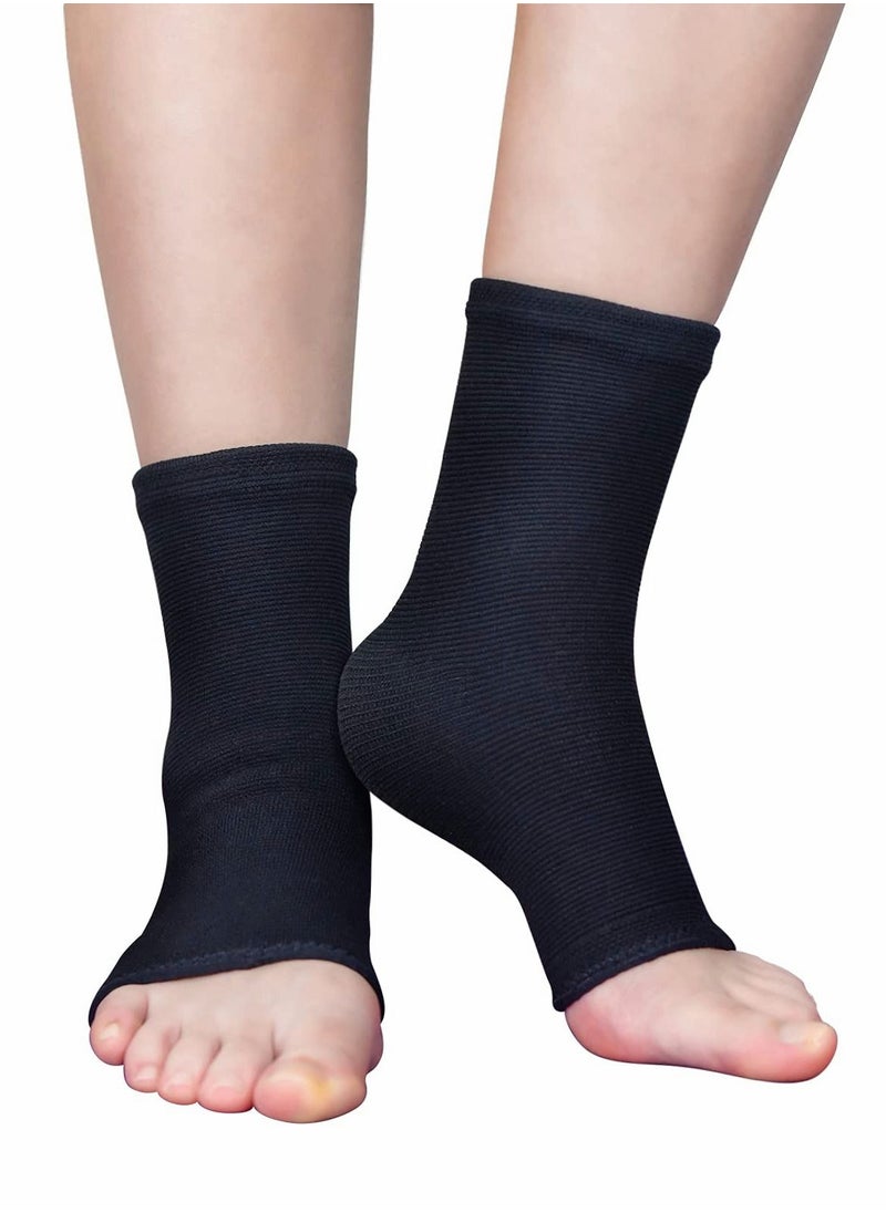 Excefore Black Ankle Support Brace 1 Pair, Plantar Fasciitis Socks, Breathable Anti-Slip Compression Sleeve for Sprained Ankle, Ligament Damage, Achilles Tendonitis, Swelling, Pain Relief, Sports  - Image 1