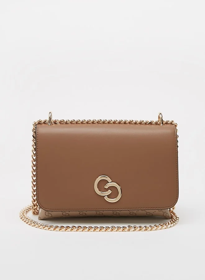 Celeste Women's Solid Crossbody Bag with Chain Strap and Flap Closure