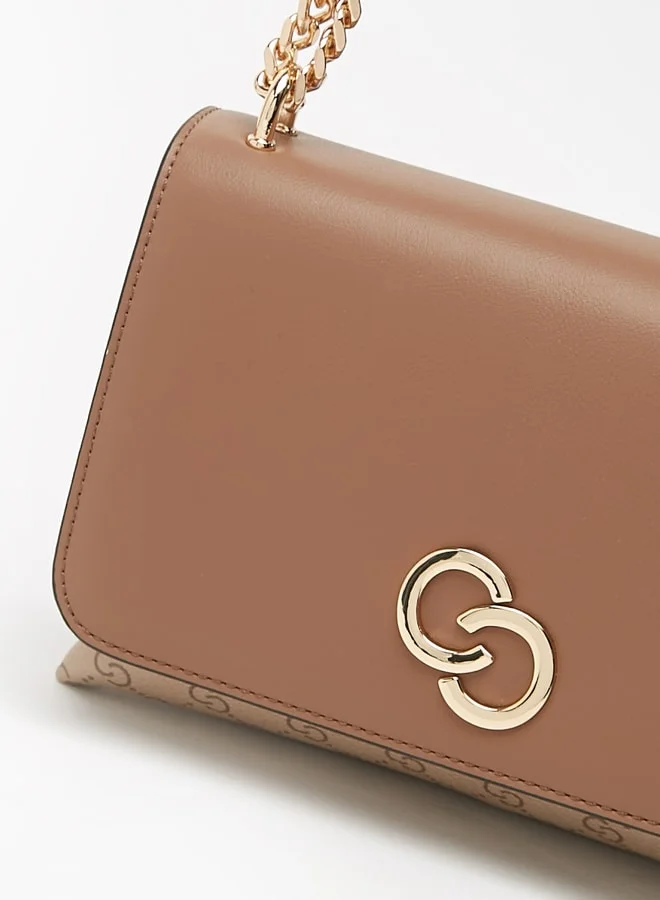 Celeste Women's Solid Crossbody Bag with Chain Strap and Flap Closure
