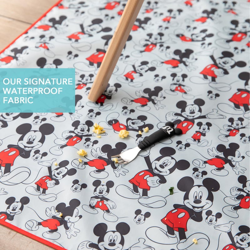 BUMKiNs حصيرة بامكينز للأطفال تحت الكرسي العالي، قماش مائي قابل للغسل بتصميم ديزني ميكي ماوس للفنون والحرف، حصائر وقت اللعب للأطفال، للأرضيات أو الطاولات، قماش قابل لإعادة الاستخدام - Image 3