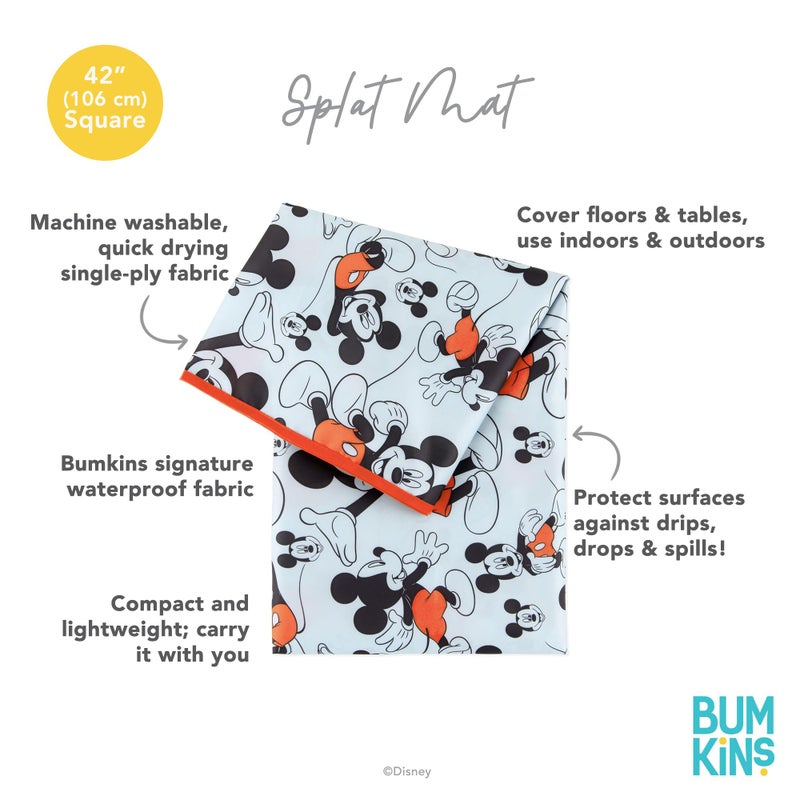 BUMKiNs حصيرة بامكينز للأطفال تحت الكرسي العالي، قماش مائي قابل للغسل بتصميم ديزني ميكي ماوس للفنون والحرف، حصائر وقت اللعب للأطفال، للأرضيات أو الطاولات، قماش قابل لإعادة الاستخدام - Image 5