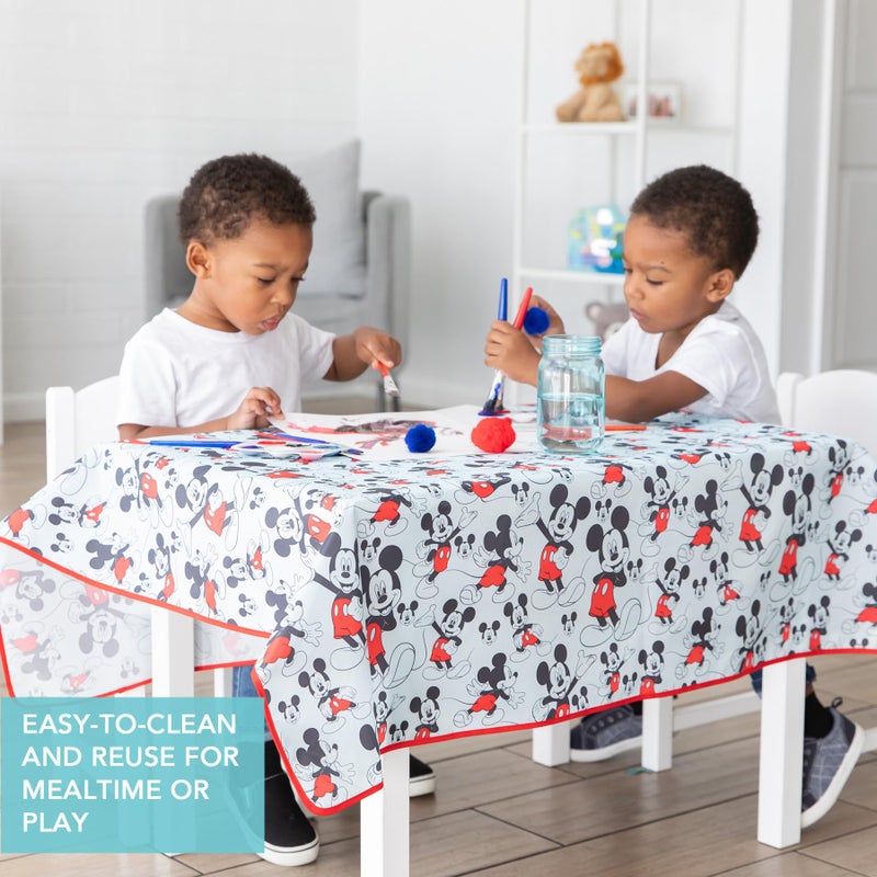 BUMKiNs حصيرة بامكينز للأطفال تحت الكرسي العالي، قماش مائي قابل للغسل بتصميم ديزني ميكي ماوس للفنون والحرف، حصائر وقت اللعب للأطفال، للأرضيات أو الطاولات، قماش قابل لإعادة الاستخدام - Image 4