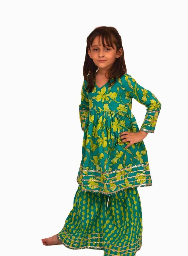 Maithili Embellished Printed V-Neck Kurta and Pants Set - Image 1