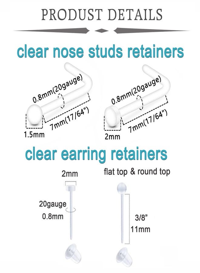 QWALIT Clear Nose Studs & Rings for Work & Sports, 20g Plastic, 28 Pieces, Modern Style - Image 2