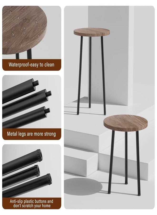 SAKSUN Plant Stand Indoor Tall: Corner Wood Plant Stand 2 Pack Mid Century Modern Decor - Small Round Plant Table for Indoor Plants - Outdoor Plant Holder for Patio Living Room Bathroom Office (Grey Wood) - Image 3