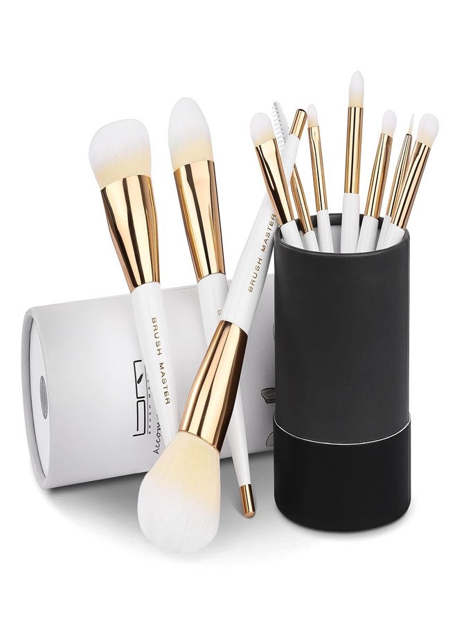 Brush Master Makeup Brushes Set 10Pcs Professional Kabuki Foundation Eyeshadow Blush Blending Lip Full Face Cosmetic Kit W/Makeup Brush Set with Holder - Image 1
