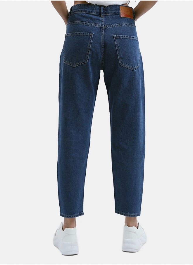 RAVIN Front Ripped Mom-Fit Standard Blue Jeans  - Image 3