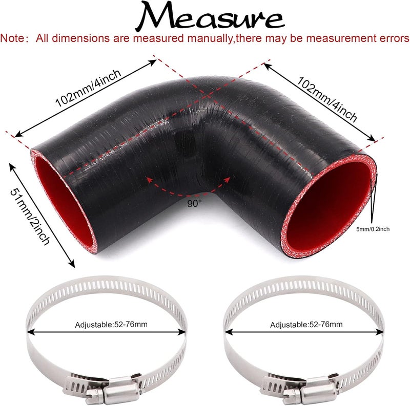 TuoLauthon 90 Degree 2 Inch Elbow Coupler Hose with 2 Clamps - Image 2