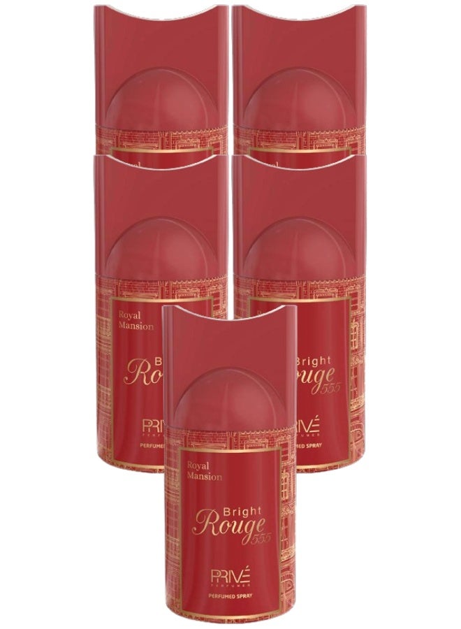 PRIVE 5 Pieces Bright Rouge 555 Body Spray 250ML - Image 1