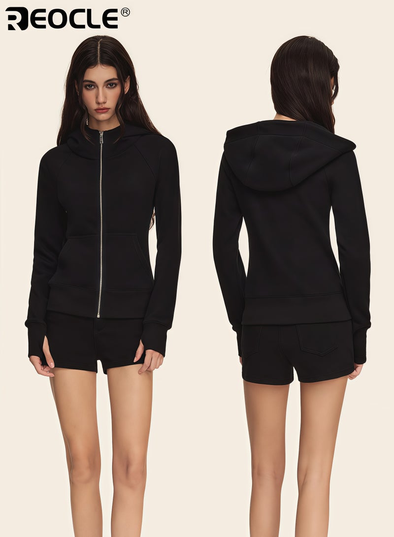 REOCLE Women's Zip Up Hoodie with Oversized Design and Soft Brushed Interior Fall Fashion Sweatshirt with Winter Warmth for Casual Comfort - Image 4