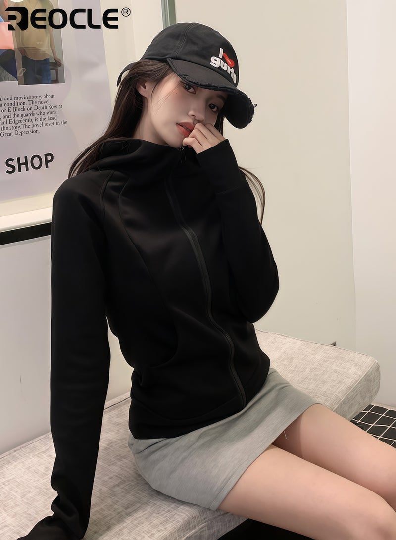 REOCLE Women's Zip Up Hoodie with Oversized Design and Soft Brushed Interior Fall Fashion Sweatshirt with Winter Warmth for Casual Comfort - Image 5