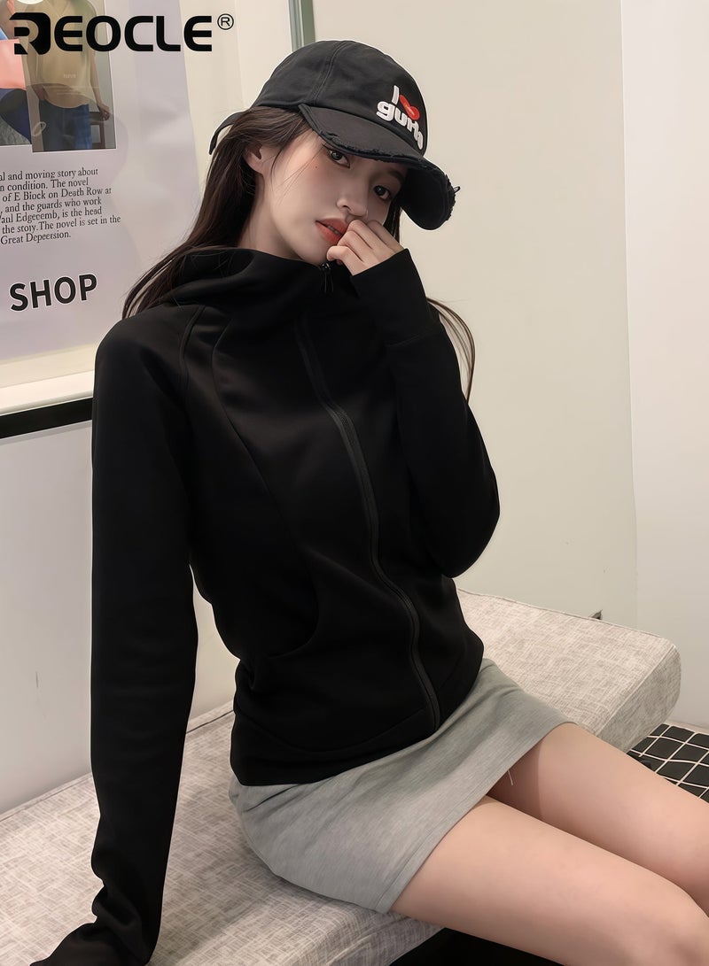 REOCLE Women's Zip Up Hoodie with Oversized Design and Soft Brushed Interior Fall Fashion Sweatshirt with Winter Warmth for Casual Comfort - Image 1