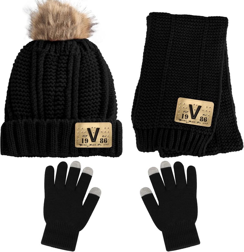 Runloon Kids Knit Hat/Scarf/Gloves Set,Winter Warm Set with Beanie and Long Scarf - Image 1