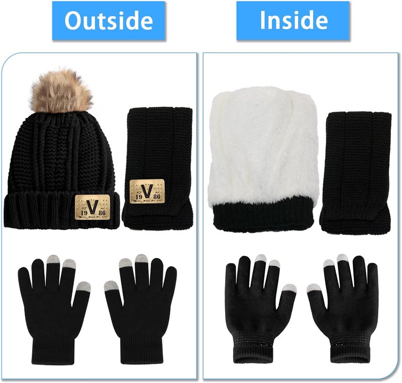Runloon Kids Knit Hat/Scarf/Gloves Set,Winter Warm Set with Beanie and Long Scarf - Image 5