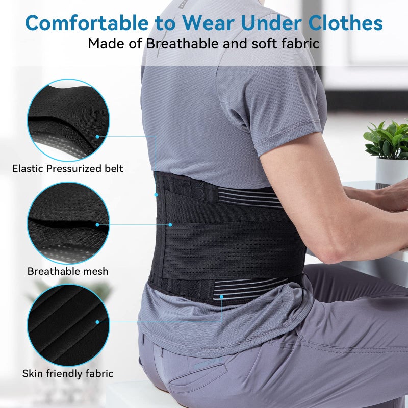 Back Brace for Lower Back Pain Relief with 6 stays, Back Support Belt for Women & Men Work, Waist Lumbar Breathable for Herniated Disc, Sciatica - Image 3