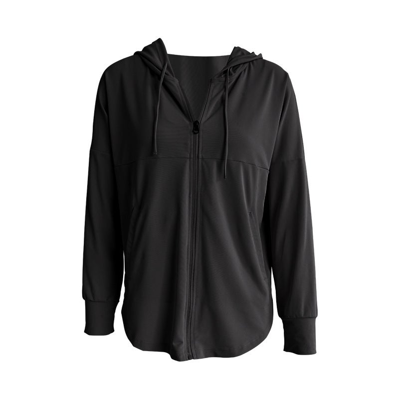 Generic Casual Hooded Sport Jacket Womens Long Sleeve Yoga Top White  - Image 2