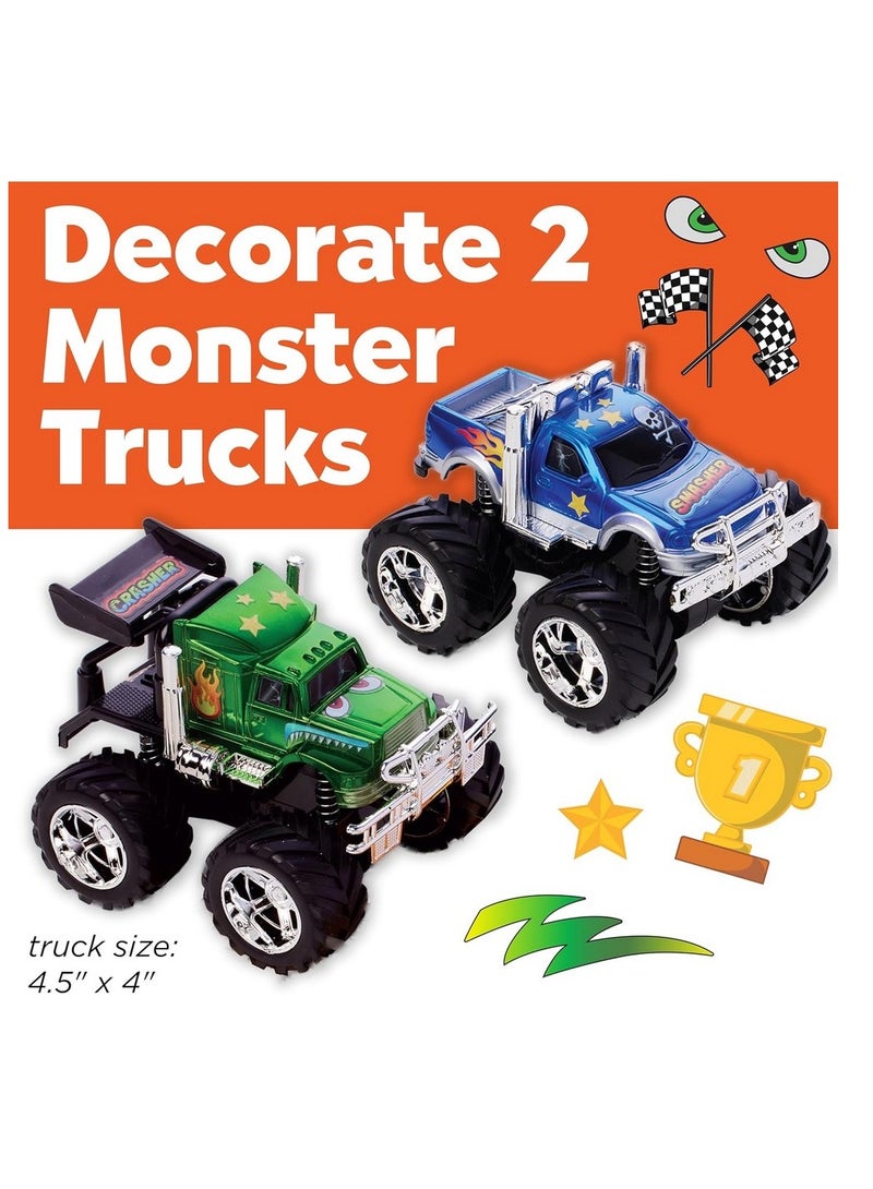 Creativity for Kids Monster Trucks Craft Kit with 2 Paintable Monster Trucks Stickers Paints & Customizable DIY Vehicles Creative Art Activity Set for Kids Boys & Girls - Image 2