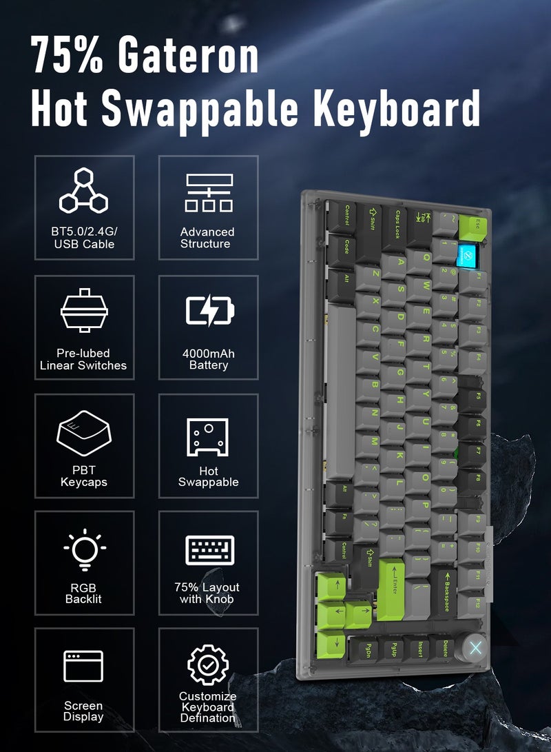 ZIPFORCE ZIPFORCE Wireless Mechanical Keyboard,81 Keys Hot Swappable Custom Keyboard with Knob,RGB Backlit,2.4GHz/USB-C/BT5.0 Mechanical Gaming Keyboards, PBT Keycaps, 100 Million Keystroke Lifespan - Image 2