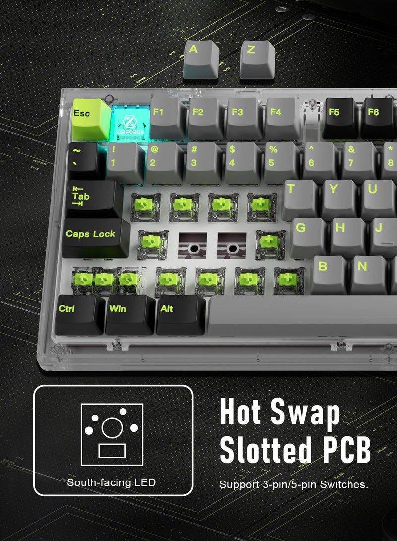 ZIPFORCE ZIPFORCE Wireless Mechanical Keyboard,81 Keys Hot Swappable Custom Keyboard with Knob,RGB Backlit,2.4GHz/USB-C/BT5.0 Mechanical Gaming Keyboards, PBT Keycaps, 100 Million Keystroke Lifespan - Image 4