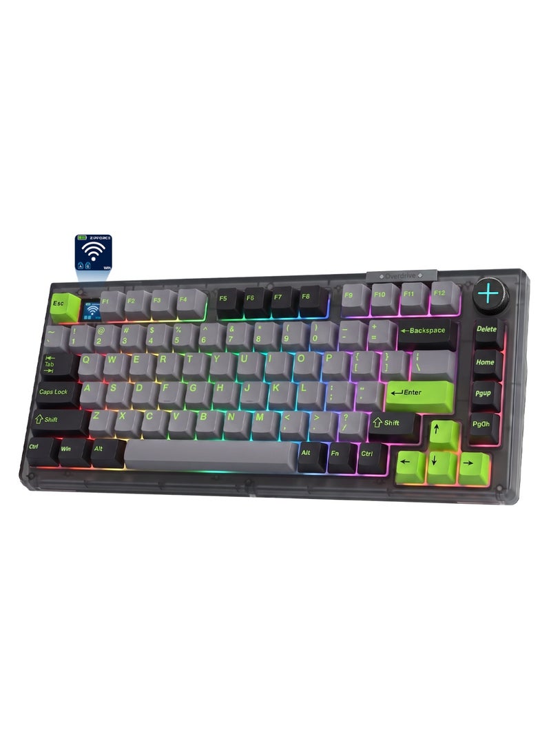 ZIPFORCE Wireless Mechanical Keyboard,81 Keys Hot Swappable Custom Keyboard with Knob,RGB Backlit,2.4GHz/USB-C/BT5.0 Mechanical Gaming Keyboards, PBT Keycaps, 100 Million Keystroke Lifespan - Image 1