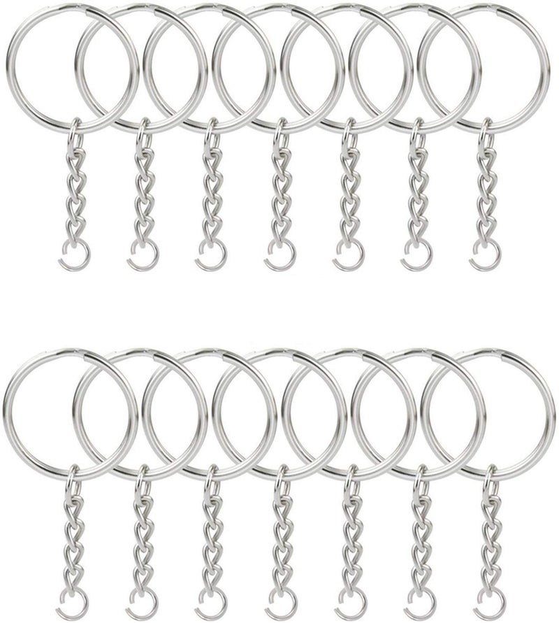 KINGFOREST 50Piece Split Key Ring Kit with Chains  Jump Rings  1 Inch Silver Nickel Bulk Jewelry Making Supplies for DIY Keychains Charms Crafts
