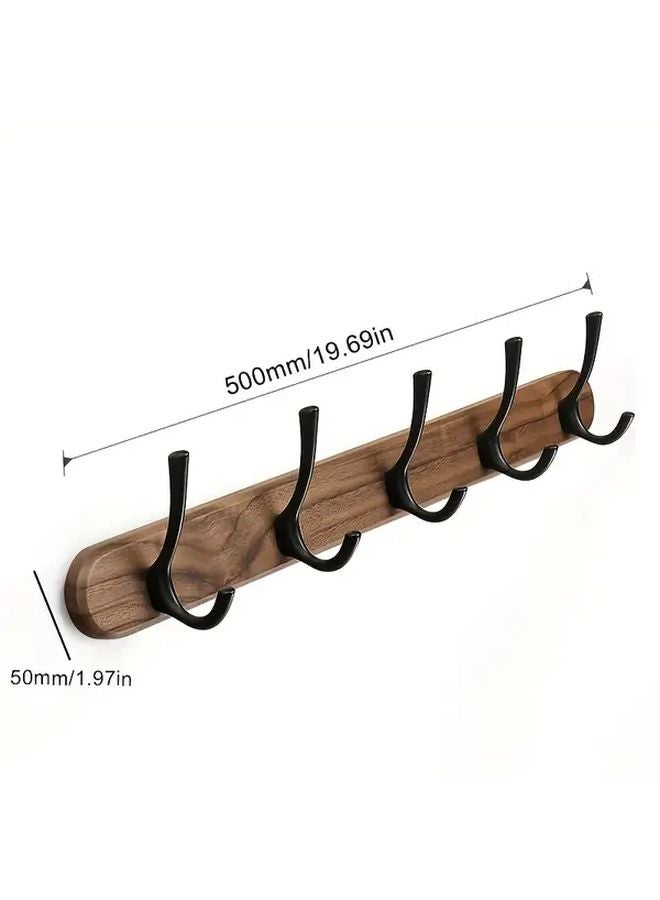 Black 5 Hanging Positions Log Style Clothes Hook For Home Entrance Kitchen Bathroom Towel Storage - Image 1