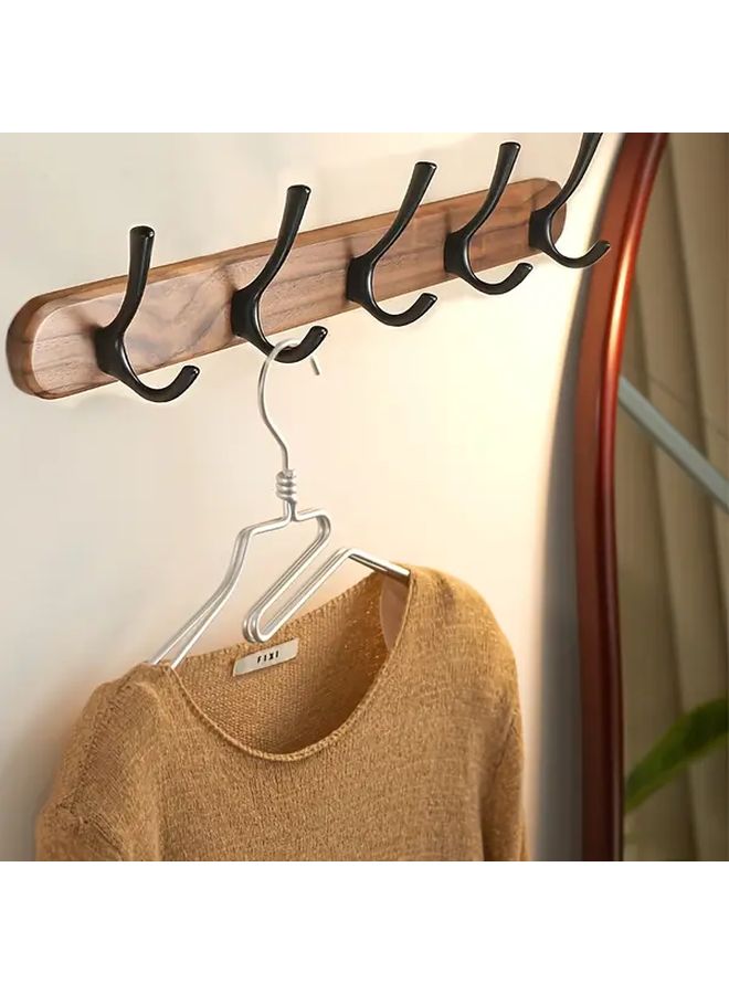 Black 5 Hanging Positions Log Style Clothes Hook For Home Entrance Kitchen Bathroom Towel Storage - Image 3