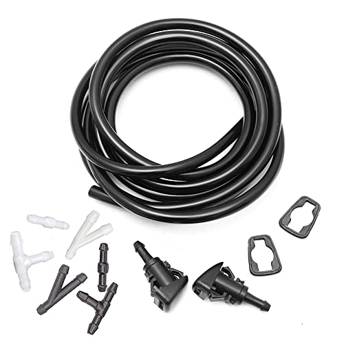 YIENAKFUN 4805742AC Windshield Washer Nozzles Kit for 09-24 Dodge RAM 1500-5500 Jeep Patriot Compass Replaces OEM # 4805742AB, 5116079AA Wiper Spray Washer Jet with 3-meter Fluid Hose and 6 Connectors - Image 1