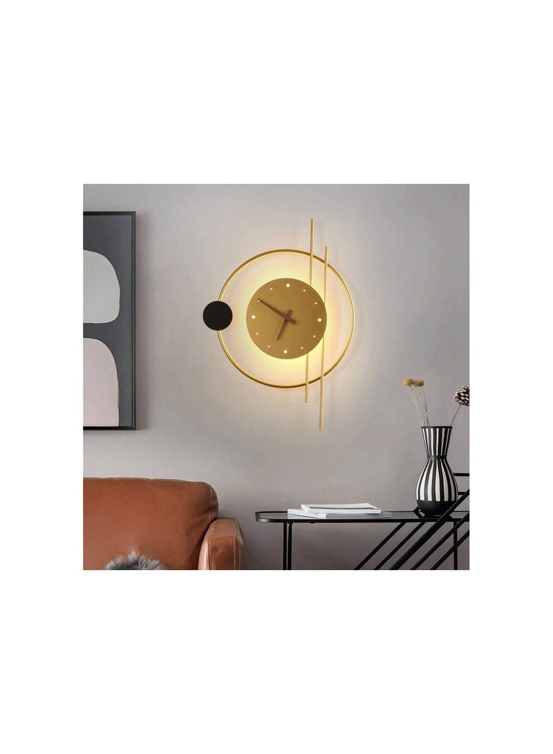 Modern 9W LED Wall Sconce Golden Metal Wall Light, Nordic Flush Mount Wall Lamp Fixtures for Living Room Bedroom Bedside Indoor Decoration, Warm White Wall Wash Lights