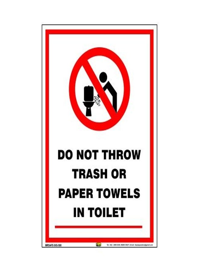 Mr. Safe - Do Not Throw Trash or Paper Towels in Toilet Sign Eco Vinyl Sticker A5 (5.8 inch X 8.2 inch)