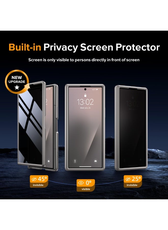 موبوسي ChatGPT 说：  غطاء زد فولد 7 مع حامل حلقي دوار وواقي شاشة للخصوصية، متوافق مع MagSafe، حماية عسكرية ضد السقوط حتى 18 قدم، غطاء نحيف مغناطيسي مقاوم للصدمات لهاتف سامسونج جالاكسي زد فولد 7، رمادي - Image 3